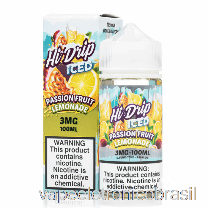 Vape Recarregável Maracujá Limonada Ice - Hi-drip E-liquid - 100ml 3mg